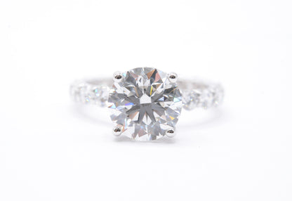 4.5ct Round Lab Diamond IGI Certified F color VS1 14K White Gold Round Diamond Eternity Band 3mm diamonds 7 cttw