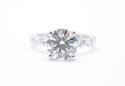 4.5ct Round Lab Diamond IGI Certified F color VS1 14K White Gold Round Diamond Eternity Band 3mm diamonds 7 cttw