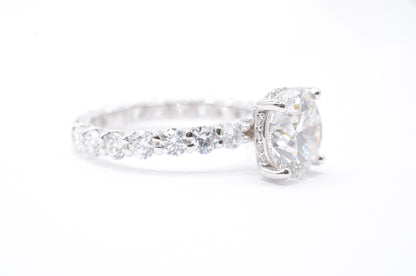 4.5ct Round Lab Diamond IGI Certified F color VS1 14K White Gold Round Diamond Eternity Band 3mm diamonds 7 cttw