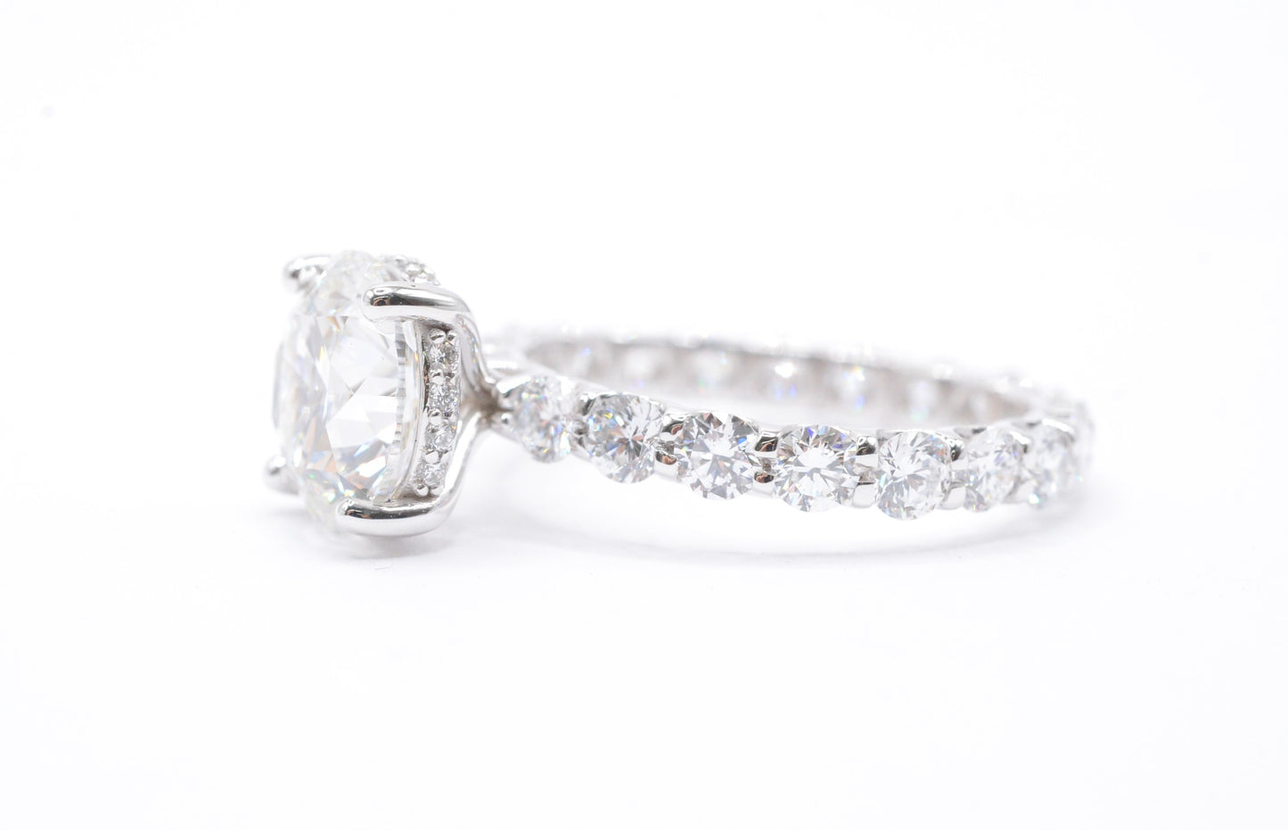 4.5ct Round Lab Diamond IGI Certified F color VS1 14K White Gold Round Diamond Eternity Band 3mm diamonds 7 cttw
