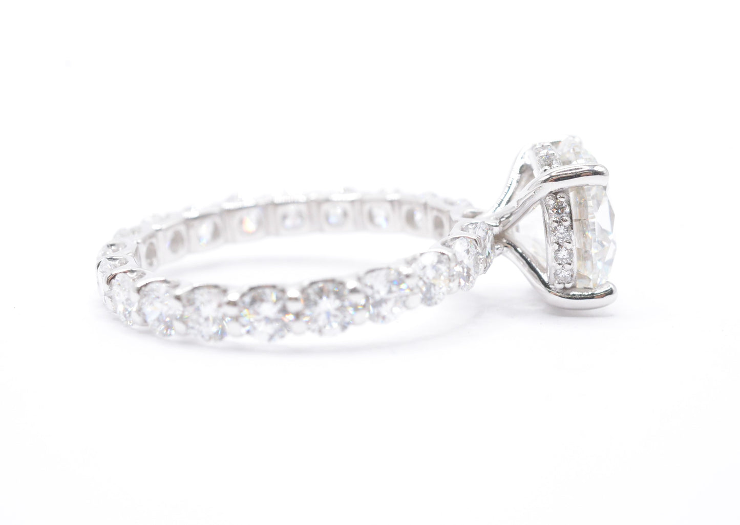 4.5ct Round Lab Diamond IGI Certified F color VS1 14K White Gold Round Diamond Eternity Band 3mm diamonds 7 cttw