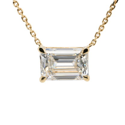 2.06 CTTW Emerald Lab-Grown Diamond Pendant in 14K Yellow Gold, 16"