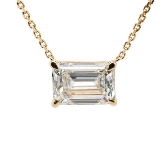 2.06 CTTW Emerald Lab-Grown Diamond Pendant in 14K Yellow Gold, 16"