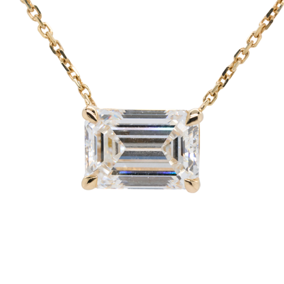 2.04 CTTW Emerald Lab-Grown Diamond Pendant in 14K Yellow Gold, 16"