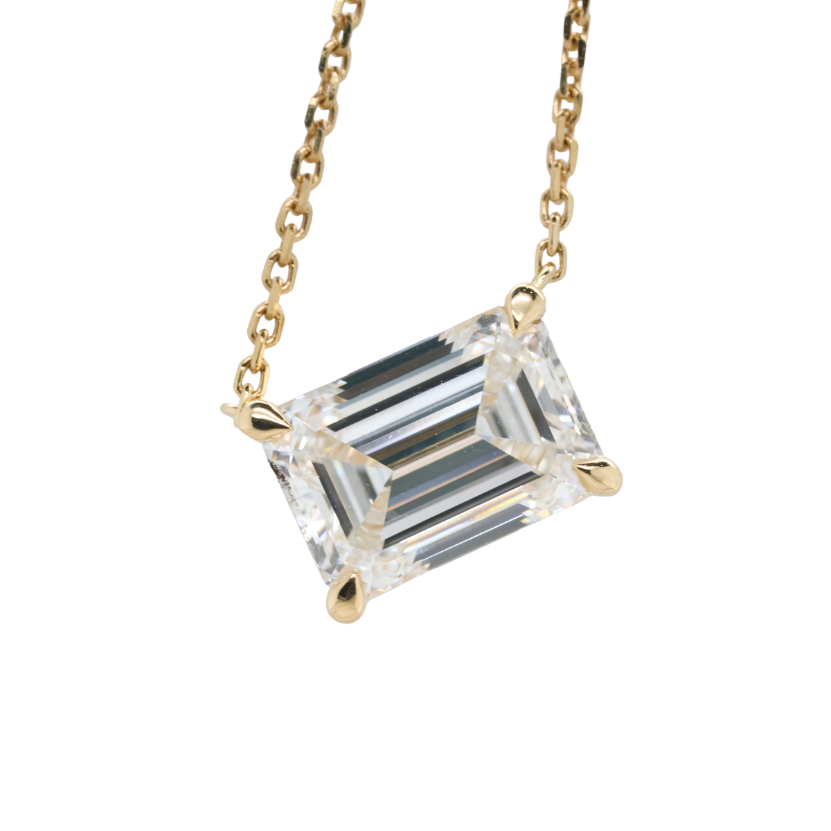 2.06 CTTW Emerald Lab-Grown Diamond Pendant in 14K Yellow Gold, 16"
