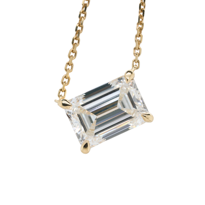 2.06 CTTW Emerald Lab-Grown Diamond Pendant in 14K Yellow Gold, 16"