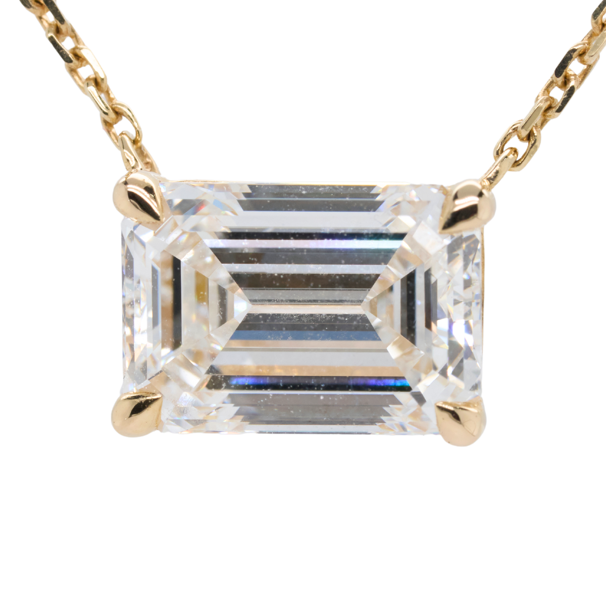 2.04 CTTW Emerald Lab-Grown Diamond Pendant in 14K Yellow Gold, 16"