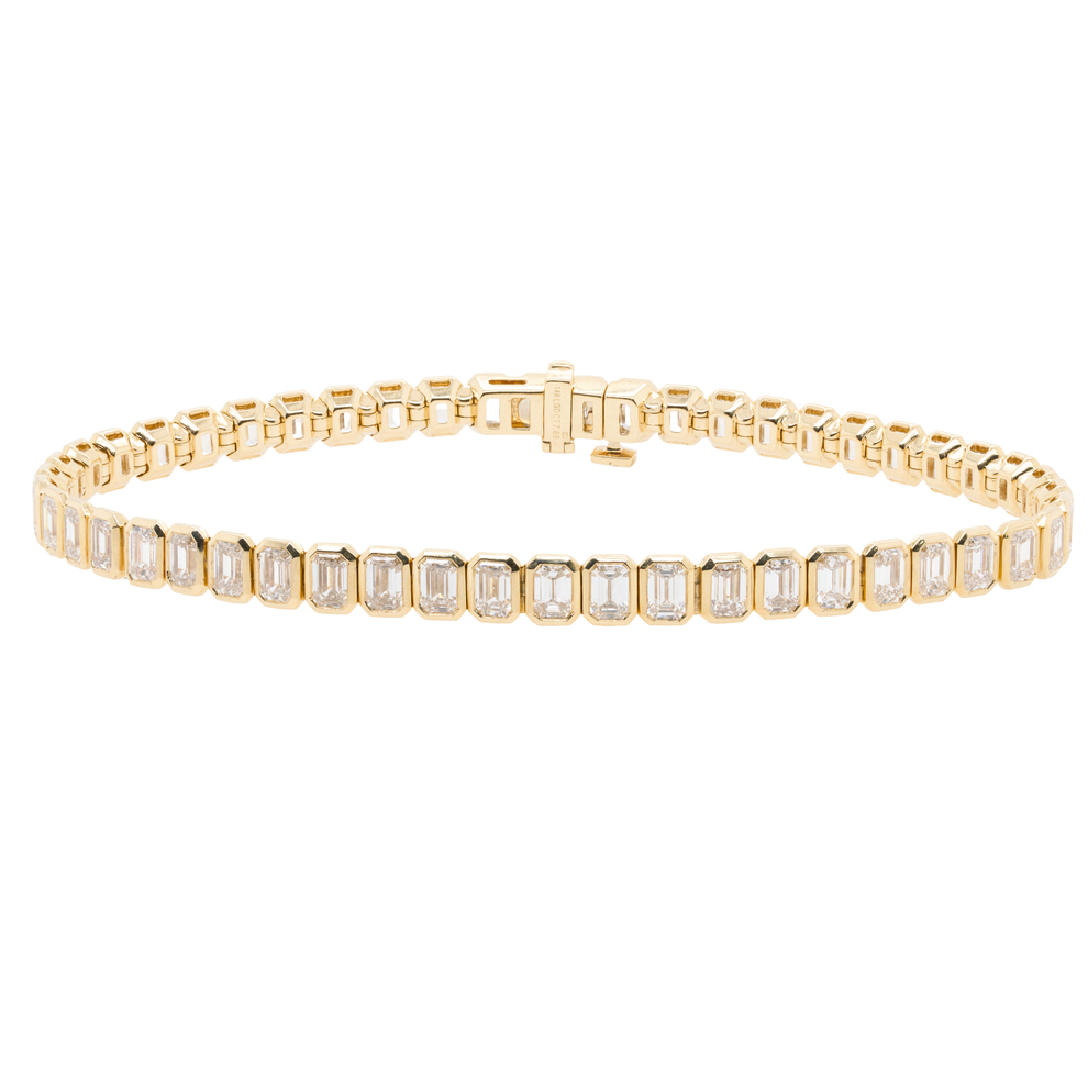 7.68 CTTW Emerald Lab-Grown Diamond Tennis Bracelet in 14K Yellow Gold ...