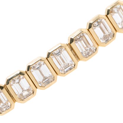 7.68 CTTW Emerald Lab-Grown Diamond Tennis Bracelet in 14K Yellow Gold, 7"