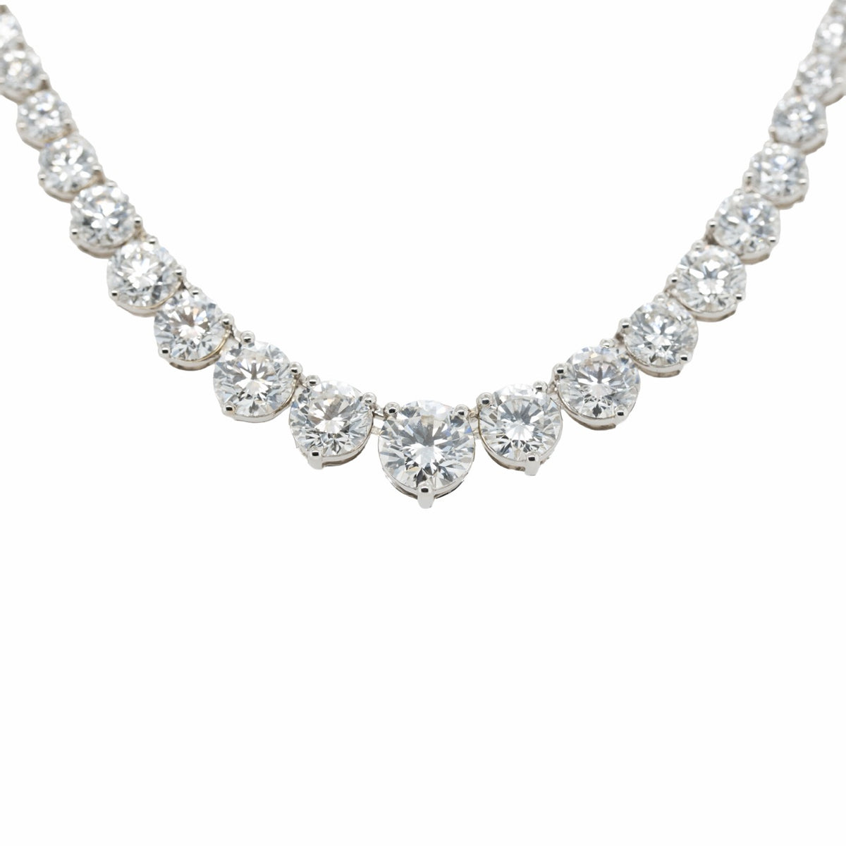 8.41 CTTW Round Lab-Grown Diamond Tennis Necklace in 14K White Gold, 16"