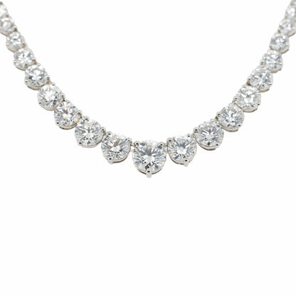 8.41 CTTW Round Lab-Grown Diamond Tennis Necklace in 14K White Gold, 16"