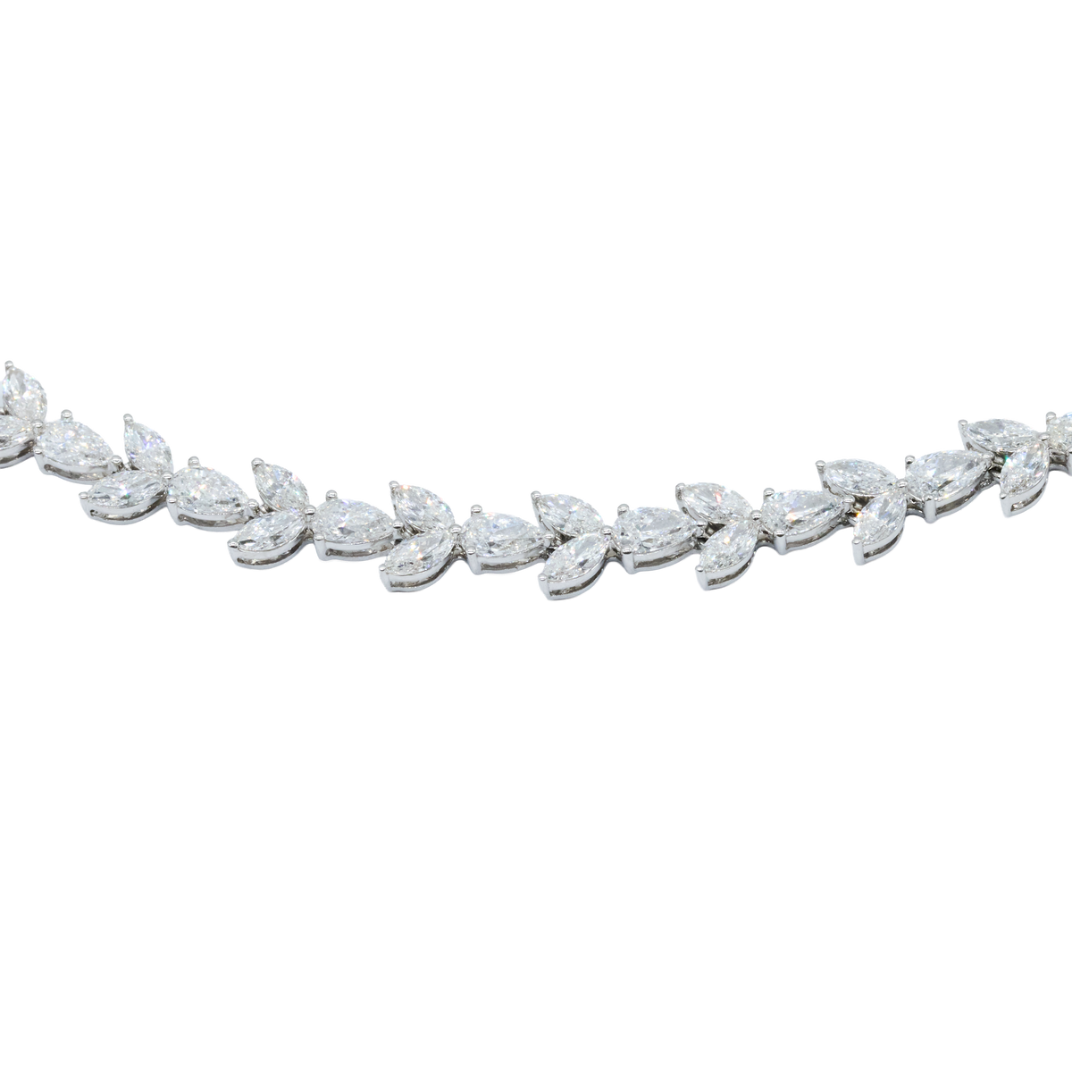 11.97 CTTW Marquise Lab-Grown Diamond Tennis Necklace in 14K White Gold, 17"