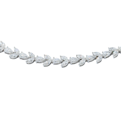 11.97 CTTW Marquise Lab-Grown Diamond Tennis Necklace in 14K White Gold, 17"