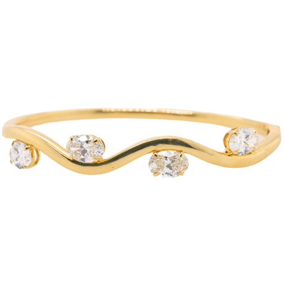 4.17 CTTW Oval Lab-Grown Diamond Bangle in 14K Yellow Gold, 6.3"