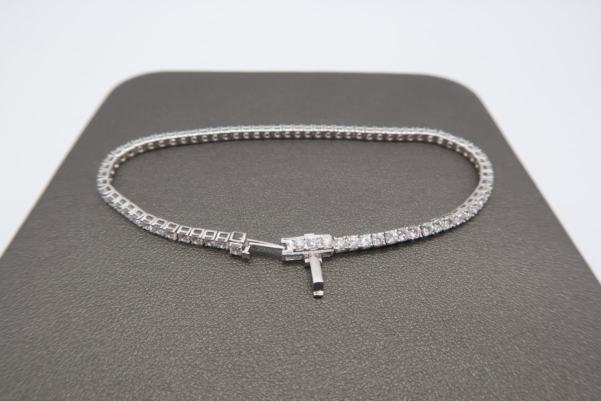 3cttw Lab Grown Round Diamond Tennis Bracelet 7" 14K Gold