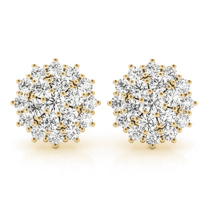 14K Yellow Gold Round Diamond Fashion Earrings
