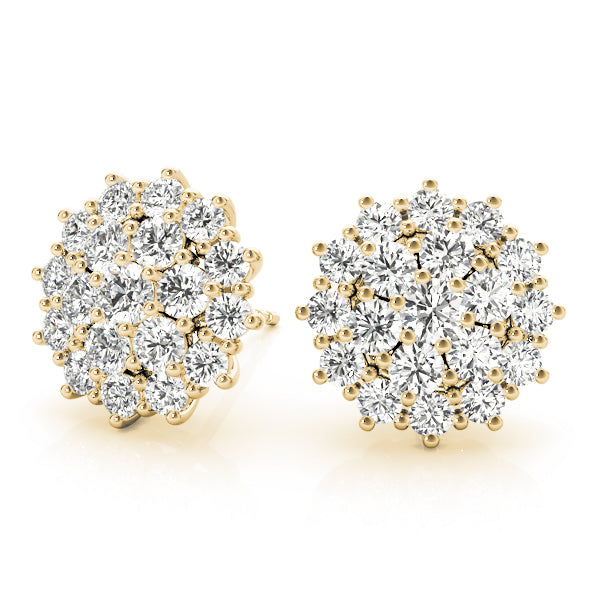 14K Yellow Gold Round Diamond Fashion Earrings