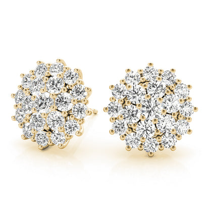 14K Yellow Gold Round Diamond Fashion Earrings