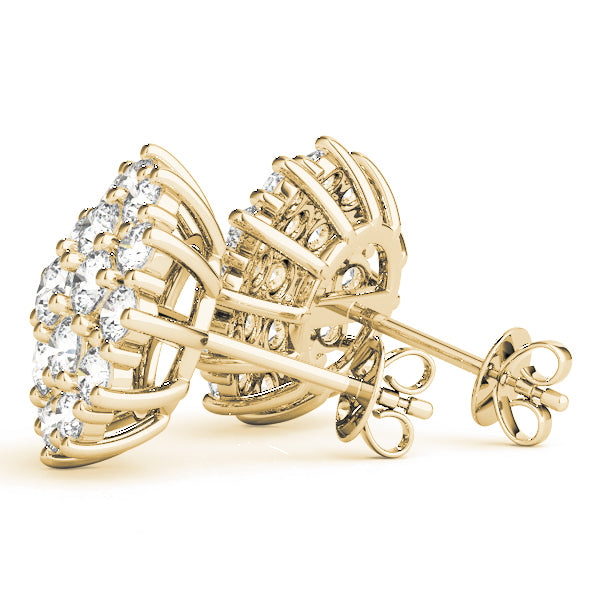 14K Yellow Gold Round Diamond Fashion Earrings