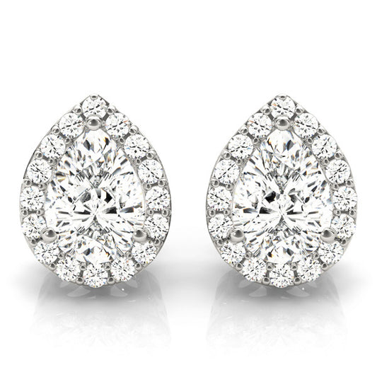 Diamond Halo Round Earrings