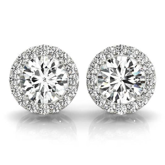 Diamond Round Halo Earrings