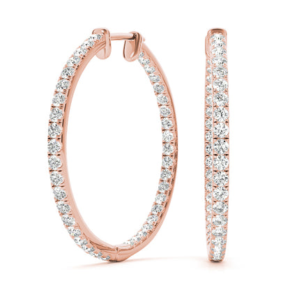 14K Rose Gold Diamond Fashion Hoop Earrings