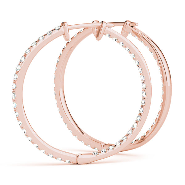 14K Rose Gold Diamond Fashion Hoop Earrings