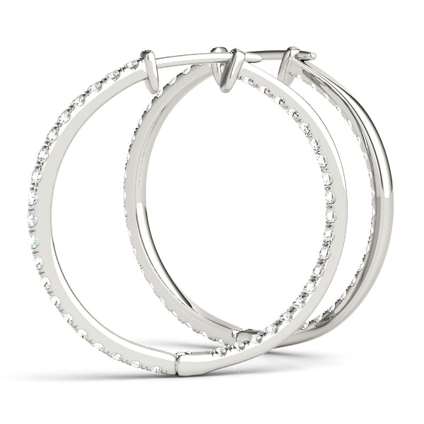 Multi-Diamond Round Hoop Earrings