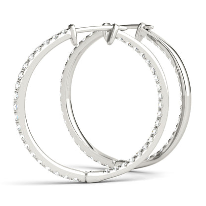Multi-Diamond Round Hoop Earrings