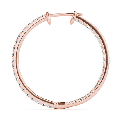 14K Rose Gold Diamond Fashion Hoop Earrings