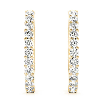 14K Yellow Gold Diamond Fashion Hoop Earrings