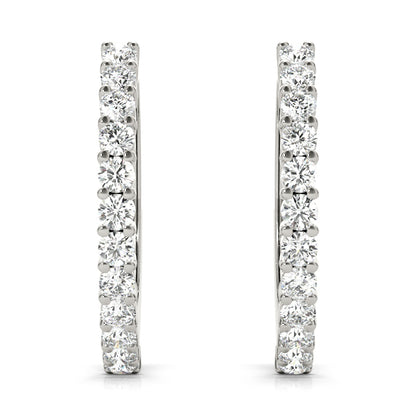 Round Diamond 12-Stone Hoop Earrings