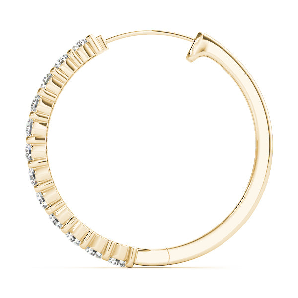 14K Yellow Gold Diamond Fashion Hoop Earrings