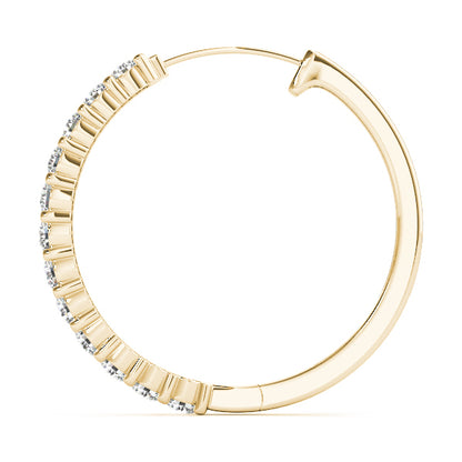14K Yellow Gold Diamond Fashion Hoop Earrings