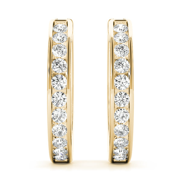 14K Yellow Gold Diamond Fashion Hoop Earrings