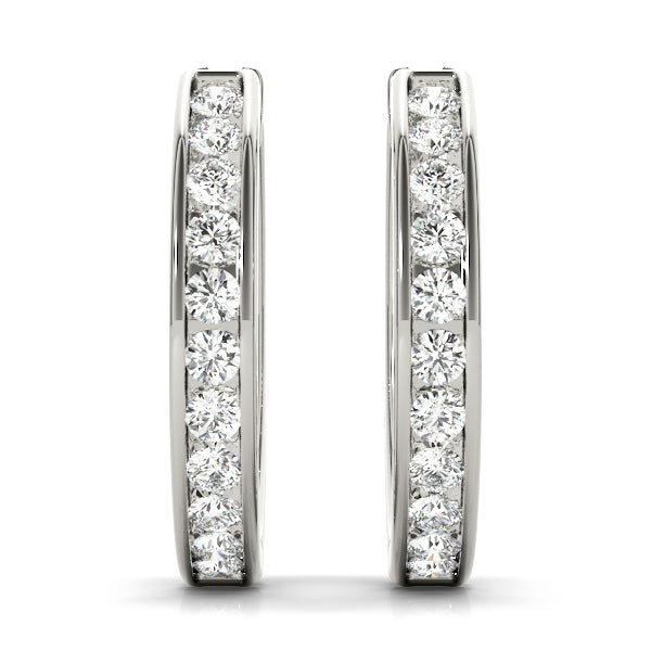 Round Diamond 10-Stone Hoop Earrings