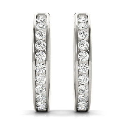 Round Diamond 10-Stone Hoop Earrings