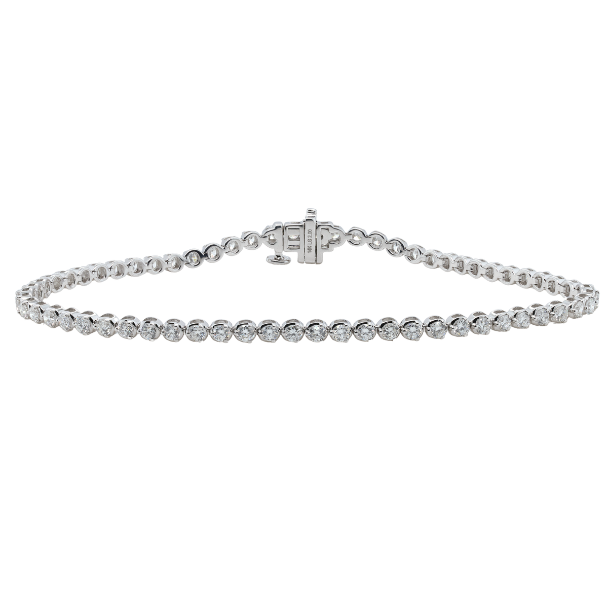 2.01 CTTW Round Lab-Grown Diamond Tennis Bracelet in 14K White Gold, 7"