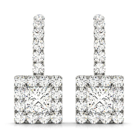 Multi-Diamond Round Halo Earrings in Gold