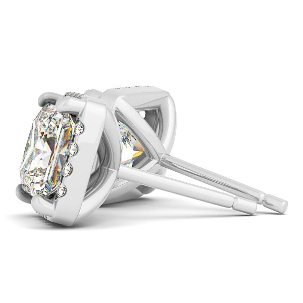 Multi-Metal Round Diamond Halo Earrings