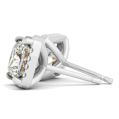 Multi-Metal Round Diamond Halo Earrings