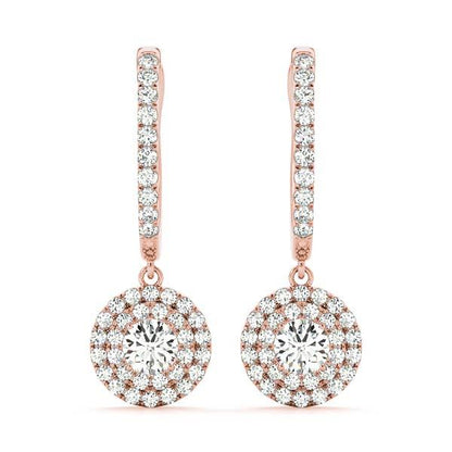 14K Rose Gold 1.33ctw Round Diamond Halo Earrings