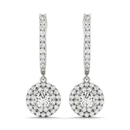 Diamond Round Halo Earrings