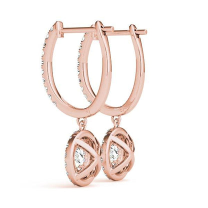 14K Rose Gold 1.33ctw Round Diamond Halo Earrings