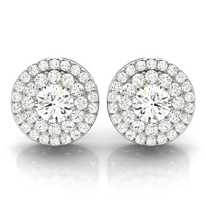 Diamond Round Halo Earrings