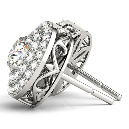 Diamond Round Halo Earrings