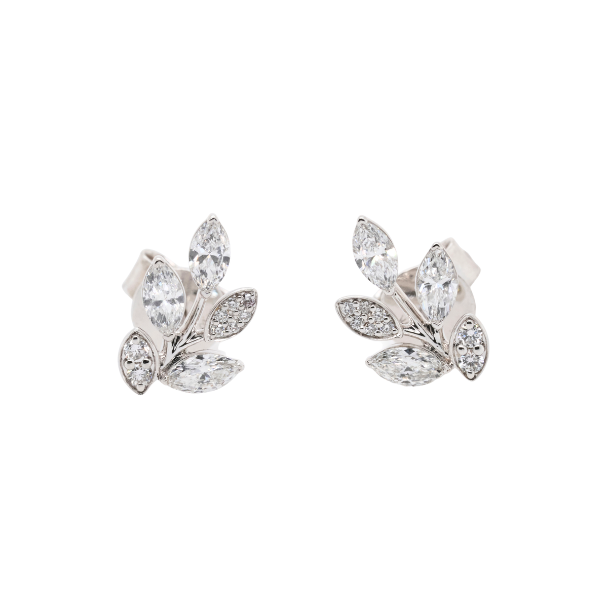 14K White Gold Marquise Lab-Grown Diamond Earrings, 0.6 CTTW