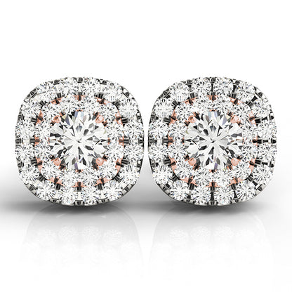 Multi-Diamond Round Halo Earrings