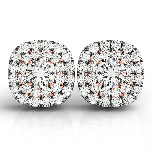Multi-Diamond Round Halo Earrings