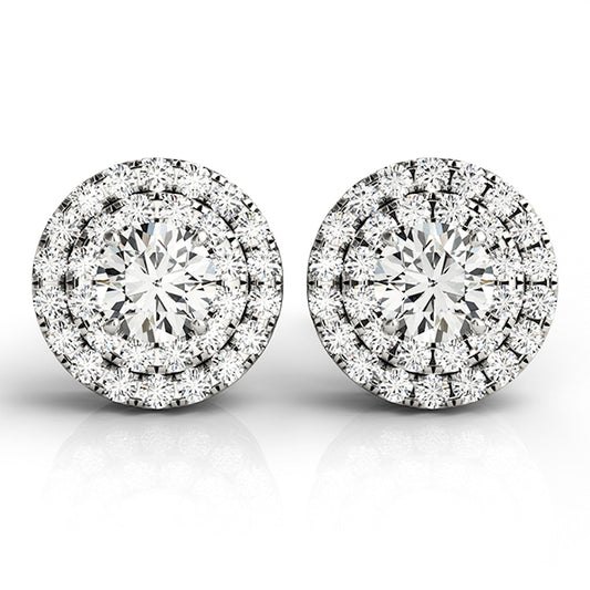 Diamond Halo Round Earrings